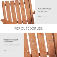 Outsunny Garden Bench for 2 Persons with Middle Table and Umbrella Hole, 2-Seater Outdoor Wooden Bench with Slat Design, Orange(m-7)