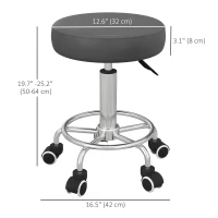 Vinsetto Salon Stool with Adjustable Height, PU Leather Barber Rolling Massage Tattoo Chair for Bar Beauty SPA, Grey(m-3)