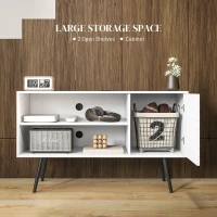 HOMCOM TV Stand Cabinet for 50-Inch, TV Table with Charging Station, Television Stand with Open Shelves, Door and Cable Holes(m-5)