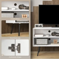 HOMCOM TV Stand Cabinet for 50-Inch, TV Table with Charging Station, Television Stand with Open Shelves, Door and Cable Holes(m-6)