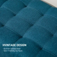 HOMCOM Storage Ottoman, Linen Fabric End of Bed Bench with Button Tufted Storage Bench for Bedroom, Blue(m-6)