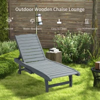 Outsunny Adjustable Lounge Chair, Outdoor Patio Chaise Recliner with Pull-out Tray and 2 Wheels(m-7)