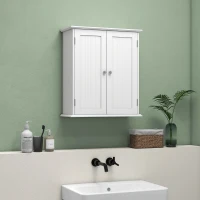 HOMCOM Bathroom Medicine Cabinet, Wall Cabinet with 2 Doors and Adjustable Shelf, Space Saver Over Toilet Cabinet(m-7)