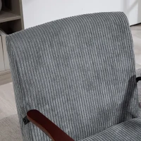 HOMCOM Modern Armchair, Upholstered Corduroy Accent Chair with Wood Arms and Steel Frame for Living Room, Bedroom, Grey(m-9)