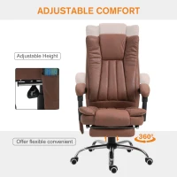 Vinsetto Office Chair 6-point Vibration Massage Chair Micro Fiber Recliner with Retractable Footrest Brown(m-7)