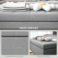 HOMCOM Flip Top Storage Ottoman, Upholstered Storage Bench, Linen Fabric Footstool for Living Room, Bedroom, Grey(m-5)
