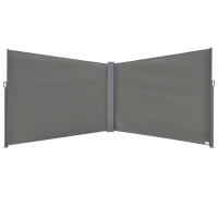 Outsunny Patio Retractable Double Side Awning, Folding Privacy French Screen Fence, Privacy Wall Corner Divider, Garden Outdoor Sun Shade Wind Screen, Indoor Room Divider, Grey(m-2)