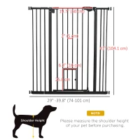 PawHut 41" Easy Open Indoor Dog Gates for Doorways, House, Stair - Black(m-3)