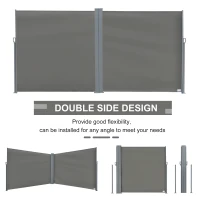 Outsunny Patio Retractable Double Side Awning, Folding Privacy French Screen Fence, Privacy Wall Corner Divider, Garden Outdoor Sun Shade Wind Screen, Indoor Room Divider, Grey(m-5)
