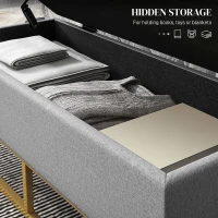 HOMCOM Flip Top Storage Ottoman, Upholstered Storage Bench, Linen Fabric Footstool for Living Room, Bedroom, Grey(m-4)