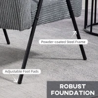 HOMCOM Modern Armchair, Upholstered Corduroy Accent Chair with Wood Arms and Steel Frame for Living Room, Bedroom, Grey(m-5)