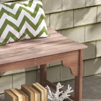 Outsunny 45" Wooden Garden Bench for Outdoors, Patio Double Park Bench with Slatted Seat, Front Porch Backless Bench for Garden, Backyard, Poolside, Balcony, Natural(m-9)