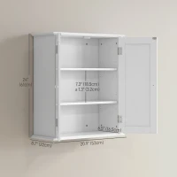 HOMCOM Bathroom Medicine Cabinet, Wall Cabinet with 2 Doors and Adjustable Shelf, Space Saver Over Toilet Cabinet(m-3)