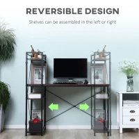 HOMCOM Computer Desk with Storage, Study Table with 4 Tier Shelves for PC Laptop Gaming Station Home Office Workstation Furniture, Walnut(m-4)