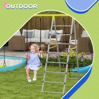 Outsunny 4 in 1 Metal Swing Set with Double Swings, Climber, Climbing Net for Kids, Toddlers, Backyard, Outdoor, Playground(m-6)