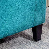 HOMCOM Storage Ottoman Bench, Linen Upholstered Bench with Tufted Design, Green(m-10)