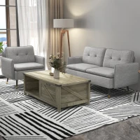 HOMCOM Farmhouse Coffee Table with Drawer and Storage Shelf, Rustic Center Table for Living Room, Meeting Room, Grey(m-8)