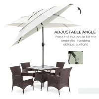 Outsunny 9FT 3 Tiers Patio Umbrella Outdoor Market Umbrella with Crank, Push Button Tilt for Deck, Backyard and Lawn, Beige(m-4)