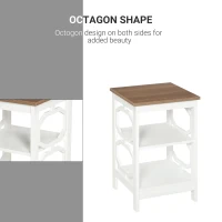 HOMCOM Modern End Table, Accent Side Table with 2 Storage Shelves for Living Room, Bedroom, White(m-4)