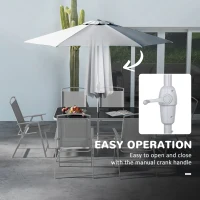 Outsunny 8 Piece Outdoor Dining Set, Patio Furniture Set with Umbrella, 6 Folding Chairs, Rectangle Table and Mesh Seat, Gray(m-7)