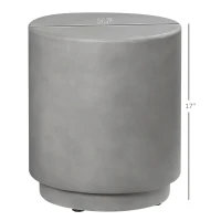 HOMCOM Lightweight Accent Table with Concrete Finish Round Side Table, Light Gray(m-3)