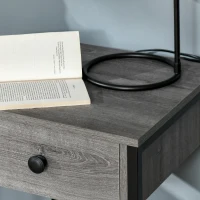HOMCOM Industrial Side Table, End Table with Drawer and Storage Shelf for Living Room, Gray(m-6)