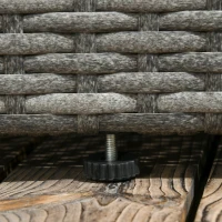 Outsunny 3 Pieces Rattan Wicker Outdoor Conversation Furniture Set w/ Loveseats Coffee Table Cushions for Garden, Patio, Grey(m-10)