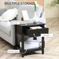 HOMCOM End Table, 2-tier Side Table with Drawer and Storage Shelf, Modern Sofa Side Table for Living Room, Black(m-4)