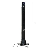 HOMCOM 47.25" Oscillating Tower Fan Cooling for Bedroom with 3 Speeds, Floor Fan with 12h Timer, LED Display, and Remote Control, Black(m-3)