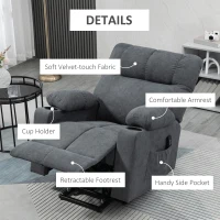 HOMCOM Electric Power Lift Chair Recliners for elderly, Oversized Recliner Chair with Remote Control, Dark Gray(m-7)