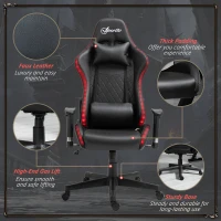 Vinsetto High Back Gaming Chair with RGB LED Lights, Adjustable Arms, and Lumbar Support, Racing Office Computer Chair with Head Pillow, Black(m-8)