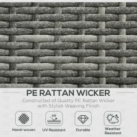 Outsunny 3 Pieces Rattan Wicker Outdoor Conversation Furniture Set w/ Loveseats Coffee Table Cushions for Garden, Patio, Grey(m-4)