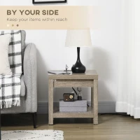 HOMCOM Storage End Table with Charging Station, Small Side Table, End Table USB Ports and Outlets, 17.75"x17.75"x17.75", Gray(m-5)