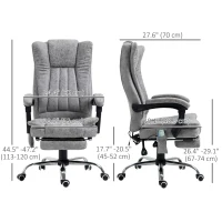 Vinsetto Office Chair 6-point Vibration Massage Chair Micro Fiber Recliner with Retractable Footrest Grey(m-3)
