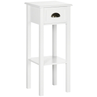 HOMCOM 2-Tier Side Table with Drawer and Shelf, End Table for Living Room and Hallway, White