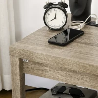 HOMCOM Storage End Table with Charging Station, Small Side Table, End Table USB Ports and Outlets, 17.75"x17.75"x17.75", Gray(m-8)