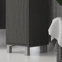 kleankin Tall Bathroom Cabinet w/ Mirror, Narrow Bathroom Storage Cabinet, Slim Linen Tower w/ Doors & Adjustable Shelves, Gray(m-9)