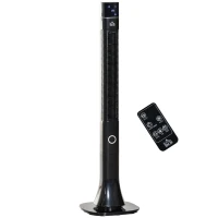 HOMCOM 47.25" Oscillating Tower Fan Cooling for Bedroom with 3 Speeds, Floor Fan with 12h Timer, LED Display, and Remote Control, Black(m-1)