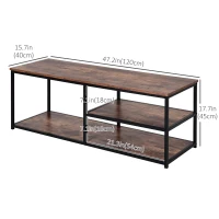 HOMCOM Industrial TV stand for TVs up to 55", TV Cabinet with Storage Shelves Metal Frame, Media Console for Living Room, Rustic Brown(m-3)