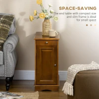 HOMCOM Flip Top End Side Table with Storage Drawer and Cabinet, 11.5" x 24" x 24.25", Espresso(m-4)