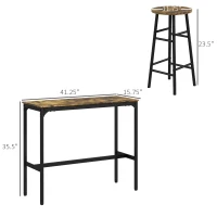 HOMCOM Industrial Bar Height Bar Table and Chairs, Kitchen Table and Chairs Set for 4, 5-Piece Breakfast Table Set(m-3)