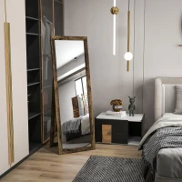 HOMCOM 58" x 20" Floor Standing Mirror, Full Body Mirror for Bedroom, Living Room, Rustic Brown(m-7)