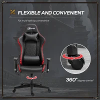 Vinsetto High Back Gaming Chair with RGB LED Lights, Adjustable Arms, and Lumbar Support, Racing Office Computer Chair with Head Pillow, Black(m-7)