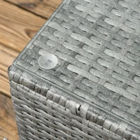 Outsunny 3 Pieces Rattan Wicker Outdoor Conversation Furniture Set w/ Loveseats Coffee Table Cushions for Garden, Patio, Grey(m-9)