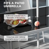 Outsunny 8 Piece Outdoor Dining Set, Patio Furniture Set with Umbrella, 6 Folding Chairs, Rectangle Table and Mesh Seat, Gray(m-8)