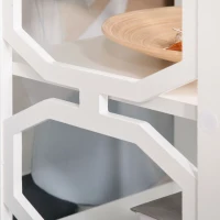 HOMCOM Modern End Table, Accent Side Table with 2 Storage Shelves for Living Room, Bedroom, White(m-7)