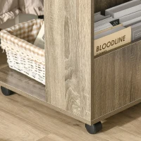 HOMCOM C-Shaped Sofa Side Table Mobile End Table with Storage and Wheels for Living Room,Office, Grey(m-9)