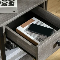 HOMCOM Industrial Side Table, End Table with Drawer and Storage Shelf for Living Room, Gray(m-9)
