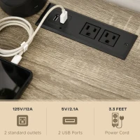 HOMCOM Storage End Table with Charging Station, Small Side Table, End Table USB Ports and Outlets, 17.75"x17.75"x17.75", Gray(m-4)