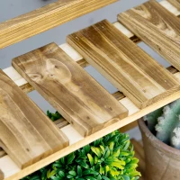 Outsunny Outdoor Plant Stand, Foldable Flower Stand 3-Tier Wooden Plant Shelf for Garden Indoor Outdoor, 32" x 14" x 37"(m-10)